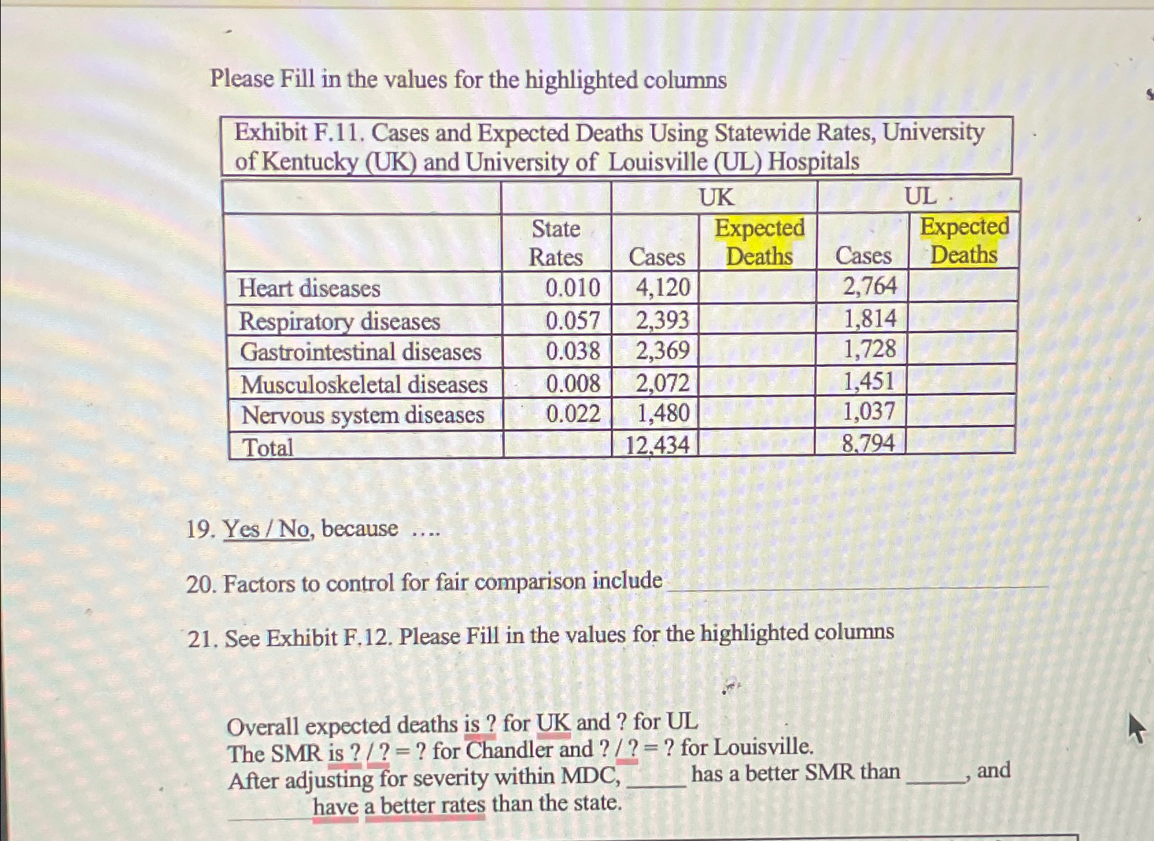 Solved Please Fill in the values for the highlighted | Chegg.com
