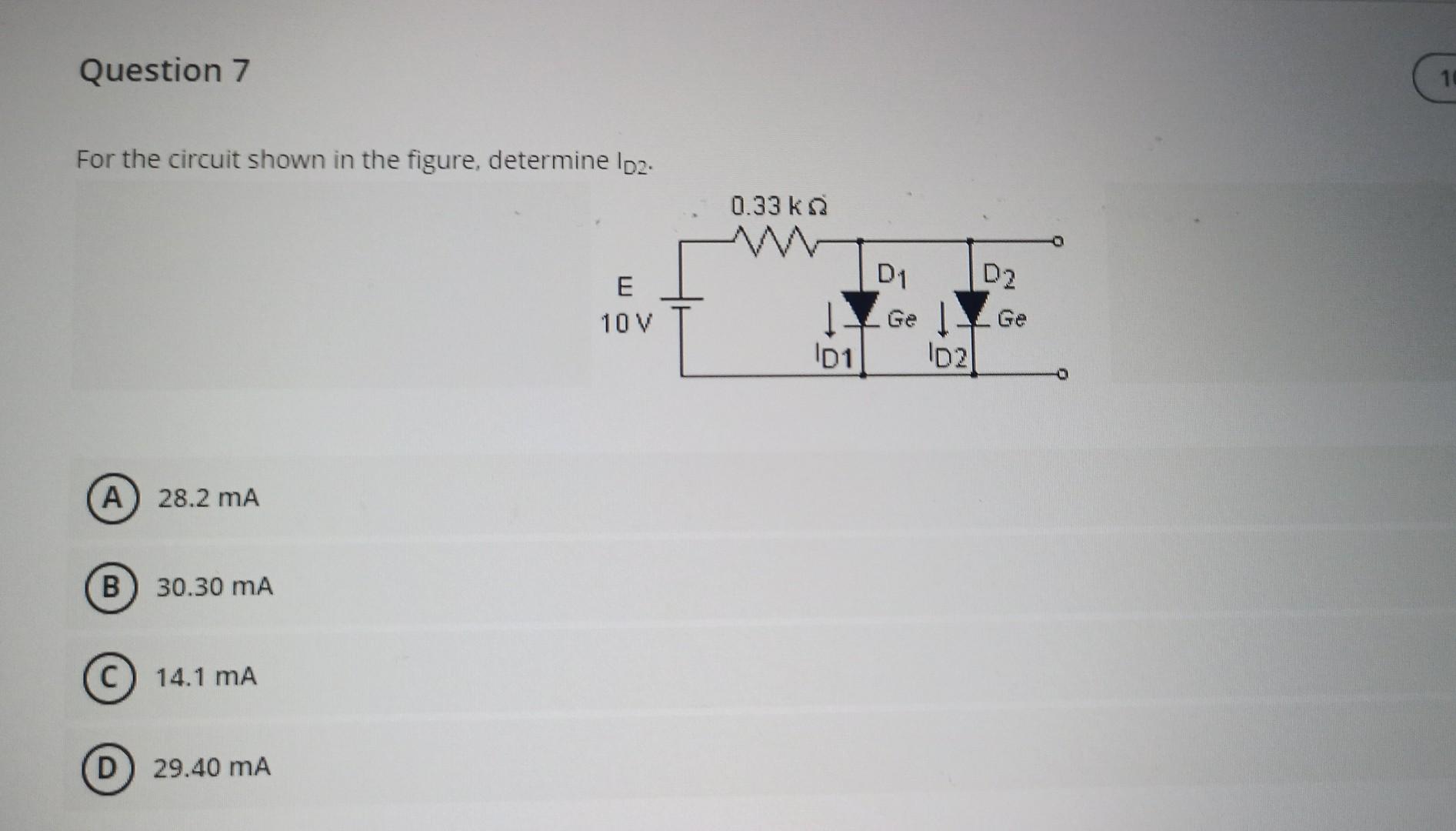 Solved For the circuit shown in the figure, determine ID2. | Chegg.com
