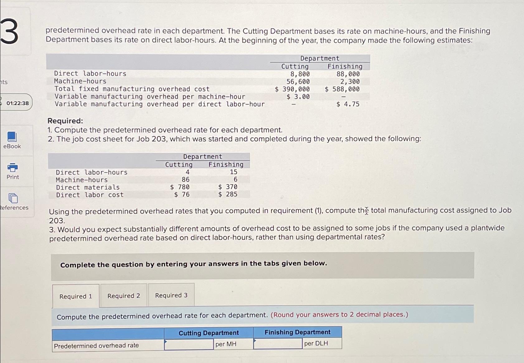 Solved predetermined overhead rate in each department. The | Chegg.com