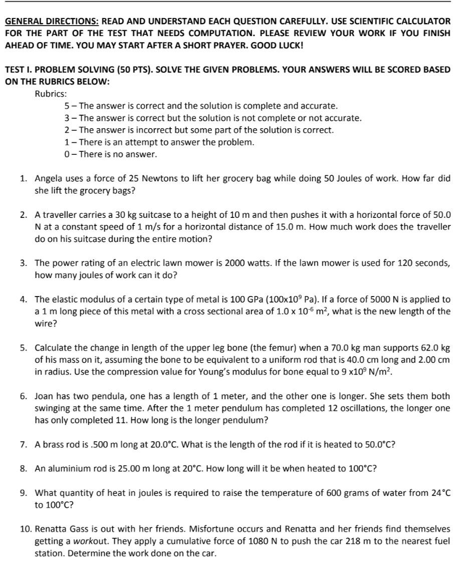 Solved GENERAL DIRECTIONS READ AND UNDERSTAND EACH QUESTION