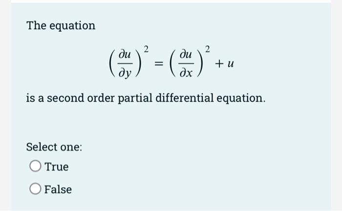 Solved The equation is a second order partial differential | Chegg.com
