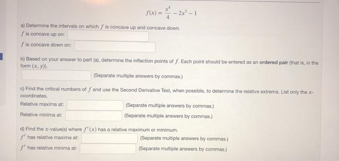 Solved 4 a) Determine the intervals on which is concave up | Chegg.com
