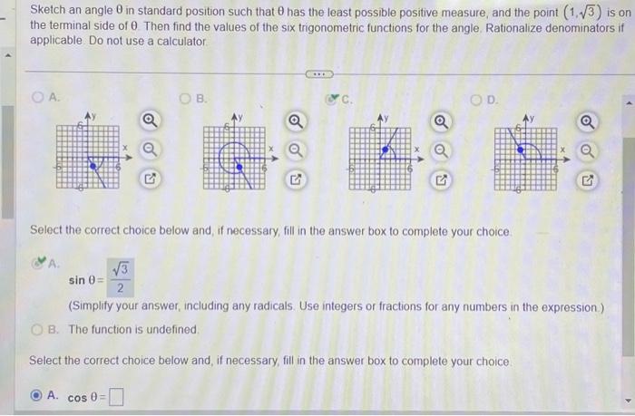 Solved Find the sin, cos, tan, csc, sec, & cot of the given | Chegg.com