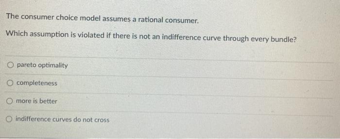 Solved The Consumer Choice Model Assumes A Rational | Chegg.com