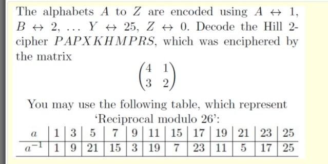 Solved The alphabets A to Z are encoded using A + 1, B H 2, | Chegg.com