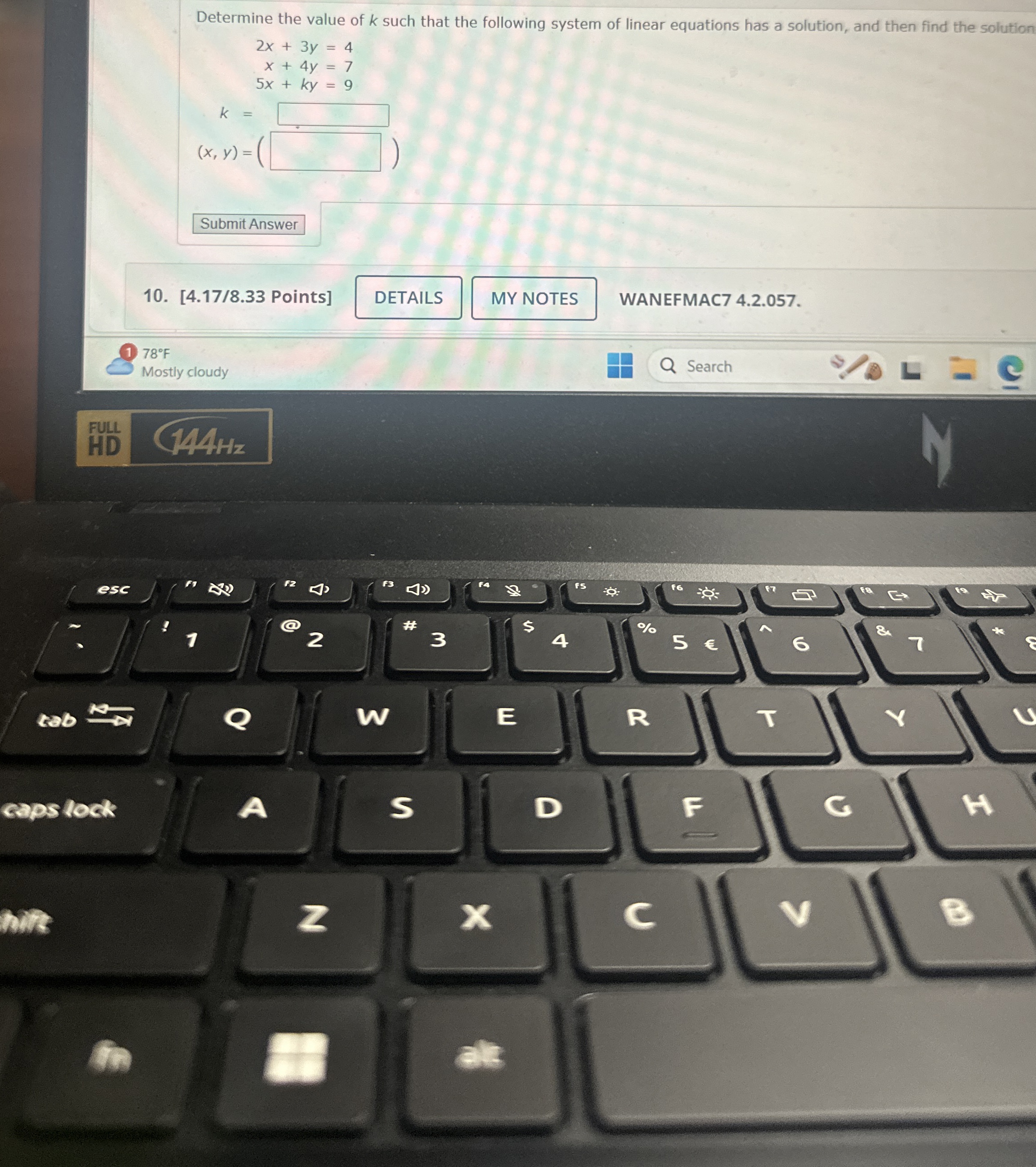 Solved Determine the value of k ﻿such that the following | Chegg.com
