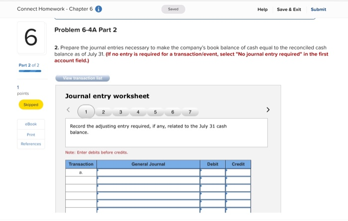 connect homework chapter 6