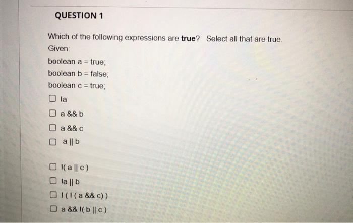 Solved QUESTION 1 Which Of The Following Expressions Are | Chegg.com