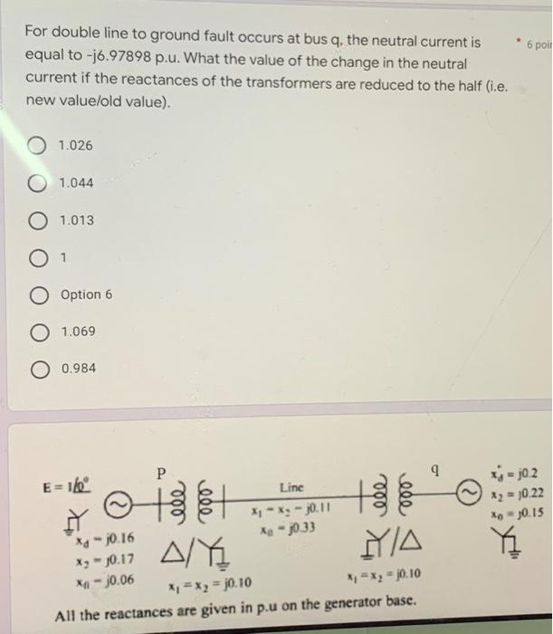 Solved For double line to ground fault occurs at bus q, the | Chegg.com