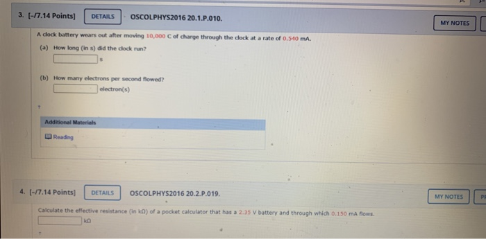 Solved Details My Notes 3 [ 7 14 Points Oscolphys2016