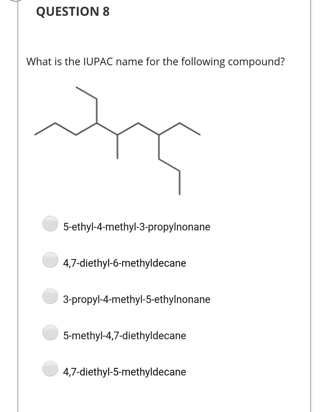 Solved QUESTION 5 What is the parent chain of the following