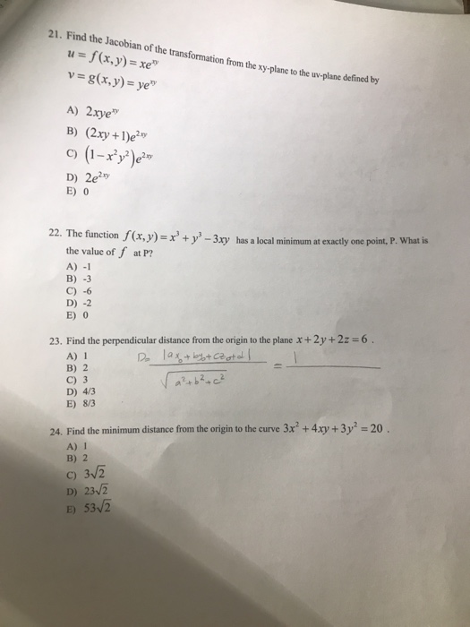 21 Find The Jacobian Of The Transformation From The Chegg Com