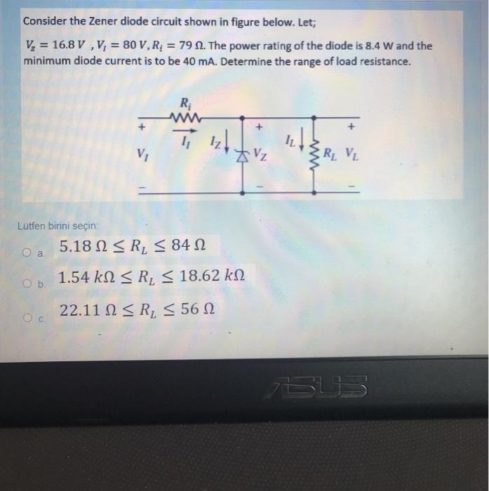 Solved Consider The Zener Diode Circuit Shown In Figure | Chegg.com