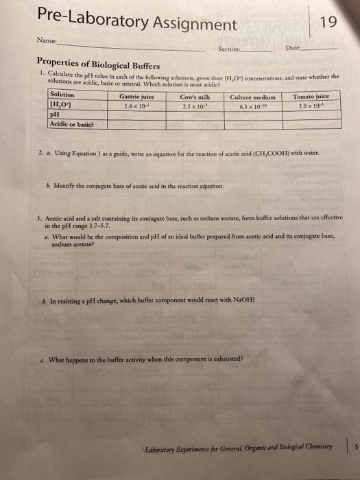 Solved Pre-Laboratory Assignment 19 Name: Section Date