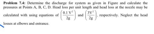 Solved Problem 7.4: Determine the discharge for system as | Chegg.com