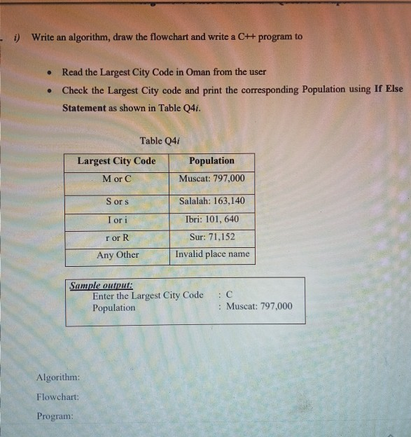 Solved Q1. i) Write a program for a for loop statement to | Chegg.com