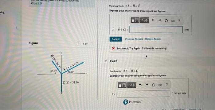 Solved The Magnitude Of A=B+C Express Your Answer Using | Chegg.com