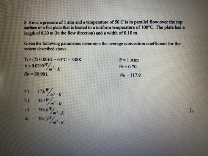 Solved 8. Air at a pressure of 1 atm and a temperature of 50 | Chegg.com