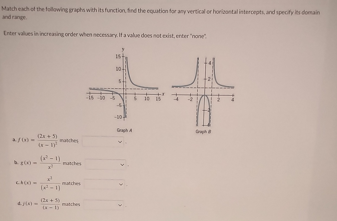 Match each of the following graphs with its function, | Chegg.com