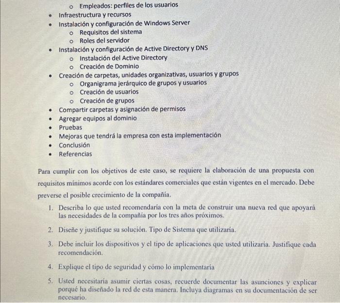 Empleados: perfiles de los usuarios - Infraestructura y recursos - Instalación y configuración de Windows Server - Requisitos