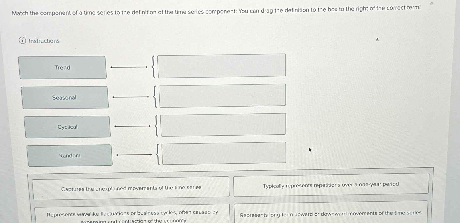 Solved Match the component of a time series to the | Chegg.com