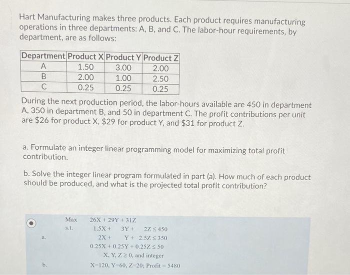 Solved Hart Manufacturing Makes Three Products. Each Product | Chegg.com