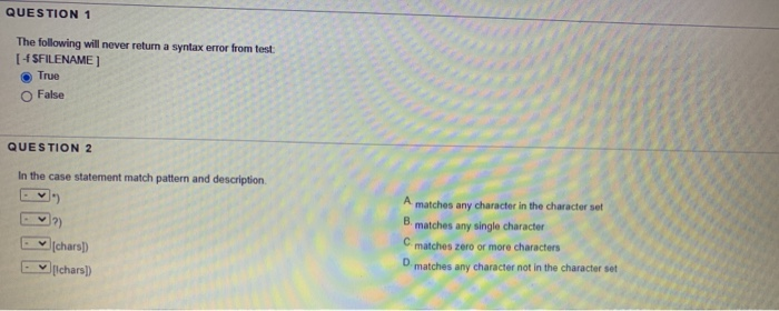 Solved QUESTION 1 The following will never return a syntax | Chegg.com