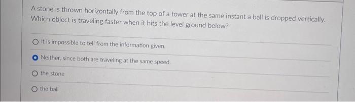 Solved A stone is thrown horizontally from the top of a | Chegg.com