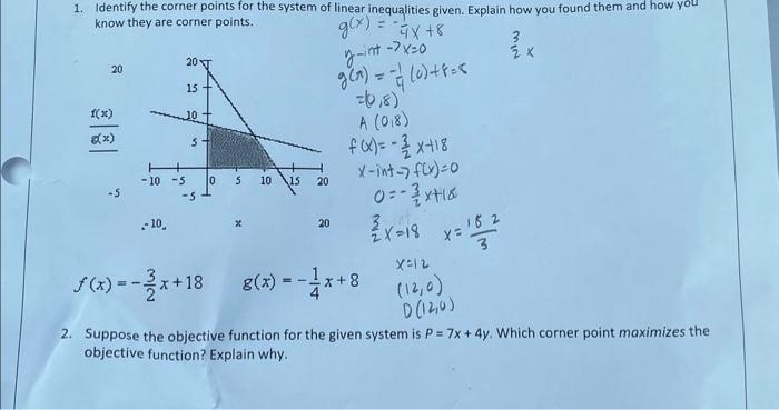 Solved 1. Identify the corner points for the system of | Chegg.com