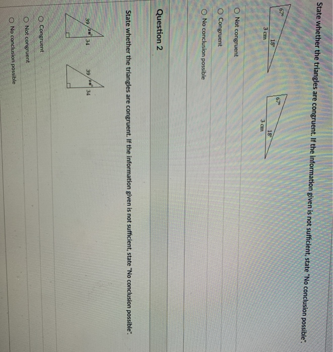 Solved State whether the triangles are congruent. If the | Chegg.com
