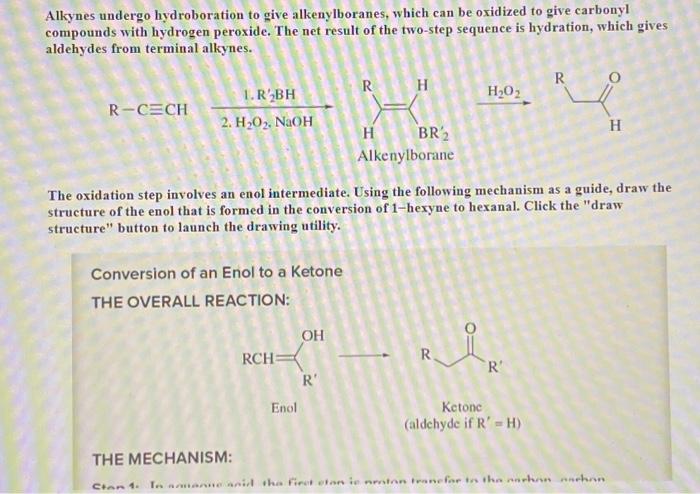 Solved Alkynes undergo hydroboration to give alkenylboranes, | Chegg.com