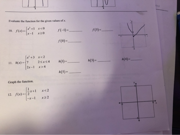 Solved Evaluate the function for the given values of x. 10. | Chegg.com