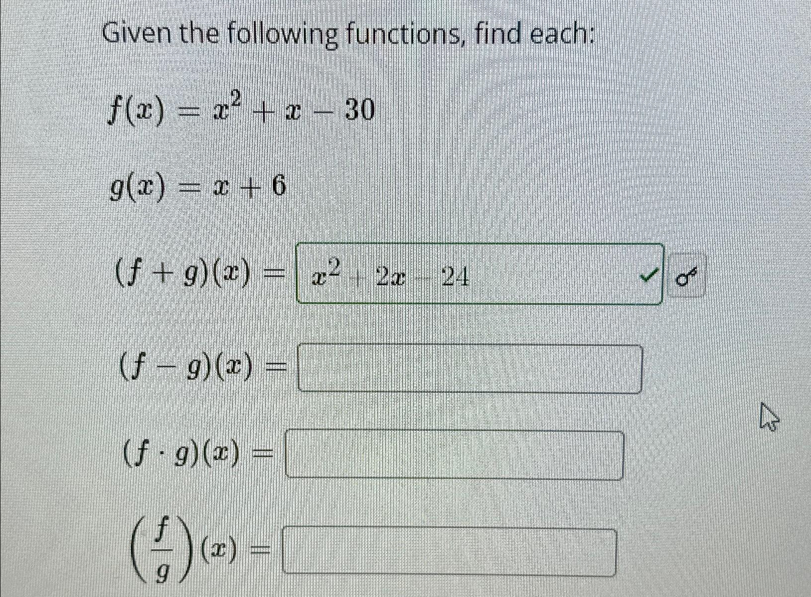 Solved Given The Following Functions, Find | Chegg.com