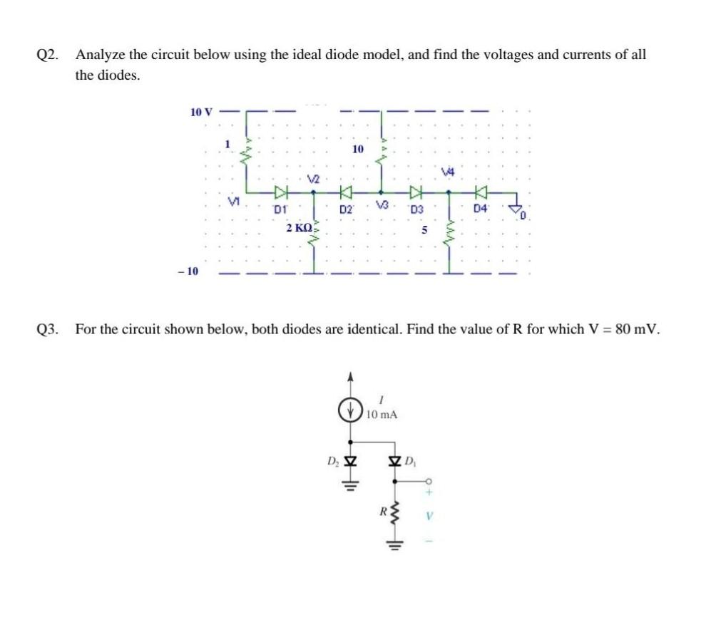 Solved Q2. Analyze The Circuit Below Using The Ideal Diode | Chegg.com