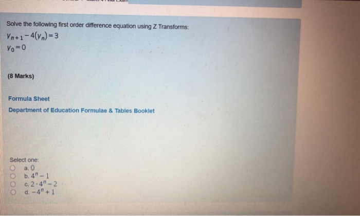 Solved Solve the following first order difference equation | Chegg.com