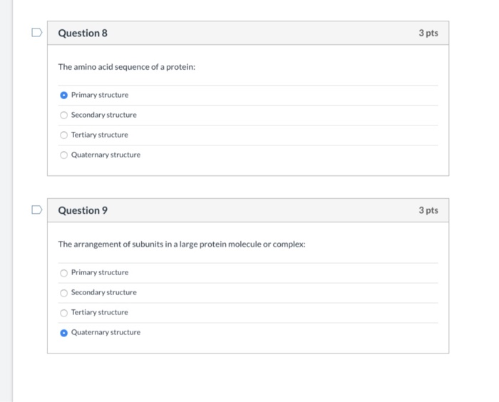 Solved DQuestion 8 3 pts The amino acid sequence of a | Chegg.com