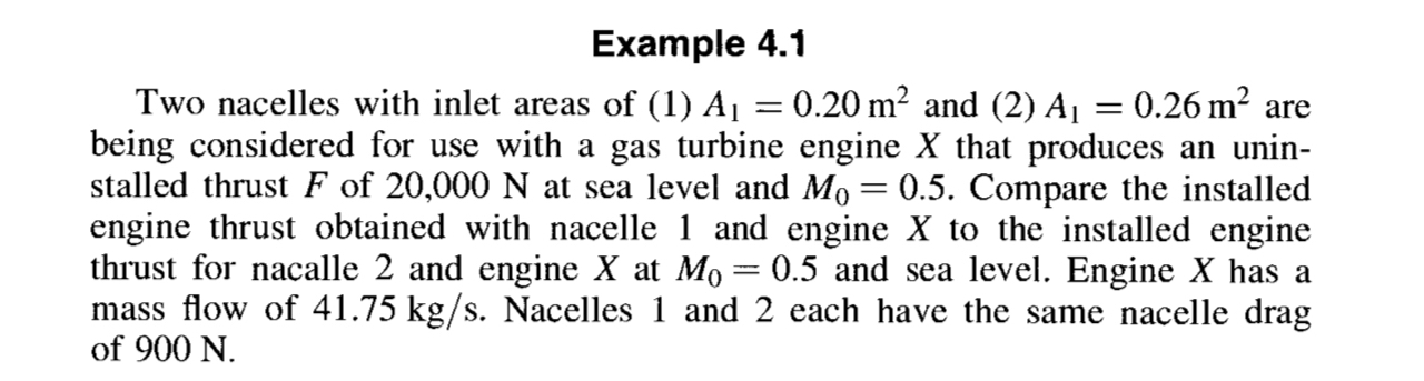 Example 4.1Two nacelles with inlet areas of | Chegg.com