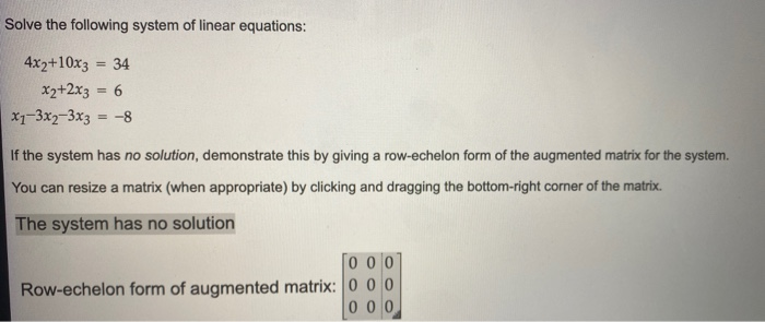 Solved Solve the following system of linear equations: | Chegg.com