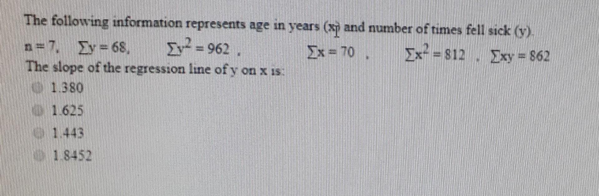 Solved The following information represents age in years (A | Chegg.com