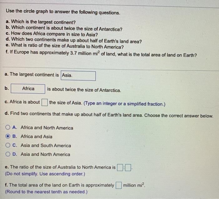 Solved Use the circle graph to answer the following | Chegg.com