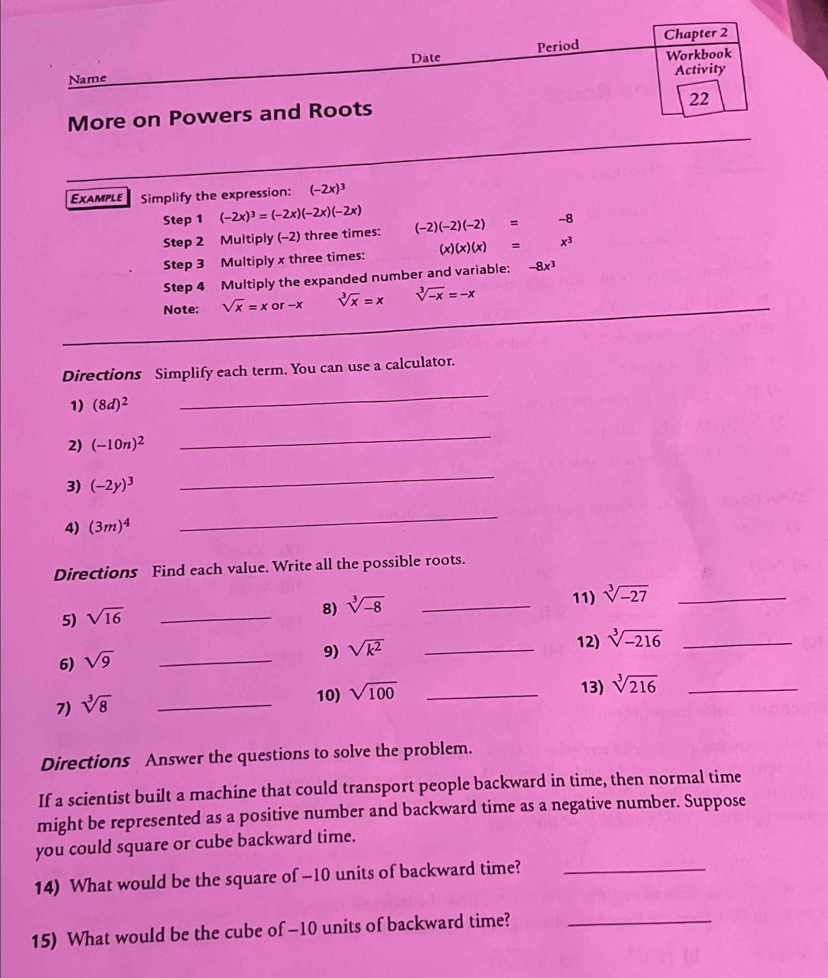 Solved NameDatePeriodChapter 2More On Powers And Chegg