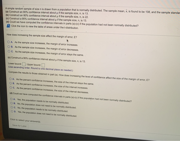 Solved A simple random sample of size n is drawn from a | Chegg.com