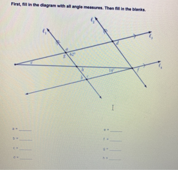 Solved First, fill in the diagram with all angle measures. | Chegg.com
