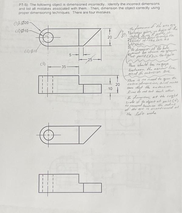 Solved P7-5). The following object is dimensioned | Chegg.com