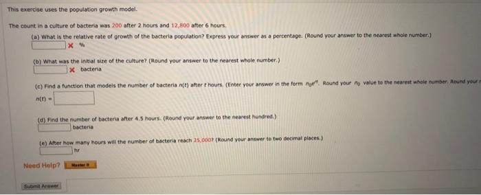 Solved This Exercise Uses The Population Growth Model. The | Chegg.com