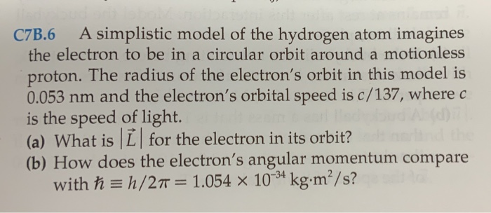Solved C7B.6 A simplistic model of the hydrogen atom | Chegg.com