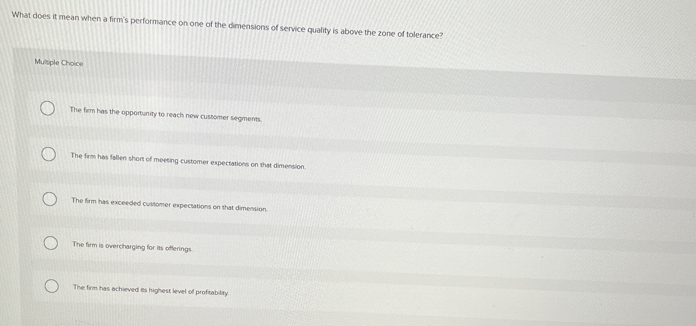 Solved What does it mean when a firm's performance on one of