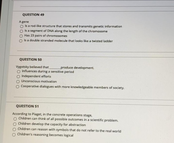 Solved QUESTION 47 Piaget developed his ideas about Chegg