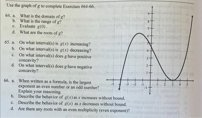 Solved Use the graph of g to complete Exercises #64-66. 64. | Chegg.com