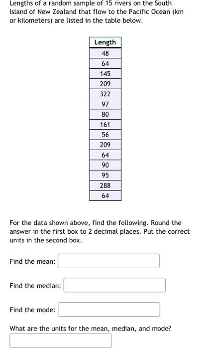 Solved Lengths of a random sample of 15 rivers on the South | Chegg.com